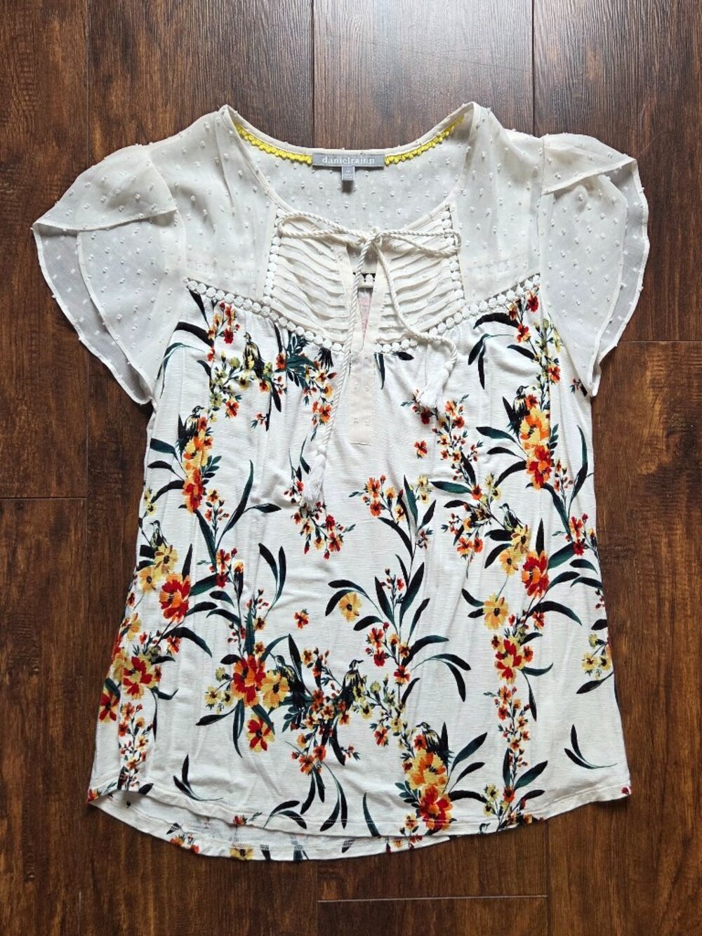 Daniel Rainn Jarra Flutter Sleeve Tassel Knit Top, x-small, like new - Picture 6 of 12